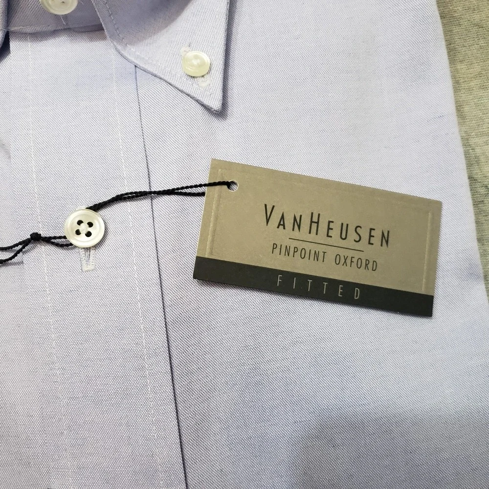 Van‎ Heusen Shirt Mens 15 1/2 Blue Pockets Long Sleeve Button-Up NWT
